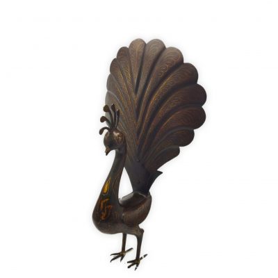 Steel Peacock — Silver Inlaid - Code 1000040