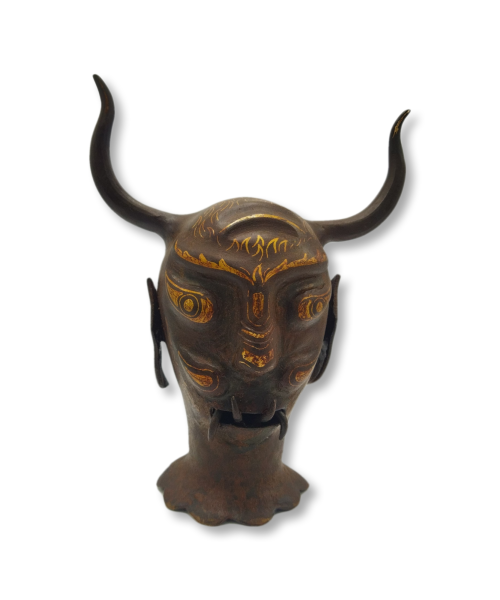 Silver Inlaid Demon Head Sculpture - Code 1000102