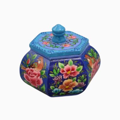 Bone sugar bowl box with Flower and Bird design – Code 1010052