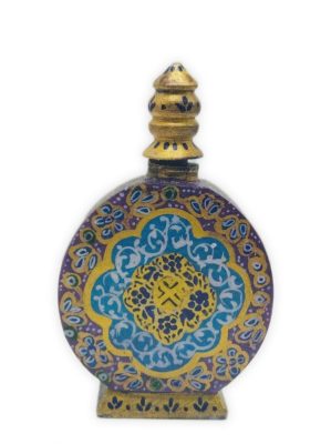 Curved-side camel bone kohl container, tazhib design – Code 1010091