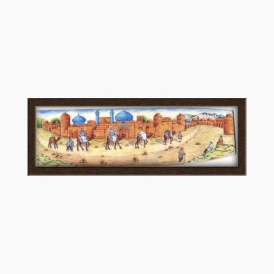 Miniature painting on camel bone – Caravan design – Code 1010106