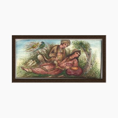 Miniature painting on camel bone – two lovers design – Code 1010120