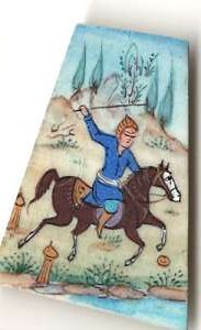 Miniature painting on camel bone – Polo (Chogan) design – Code 1010144