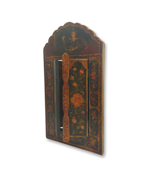 Walnut wood wall mirror with door – Code 1020070