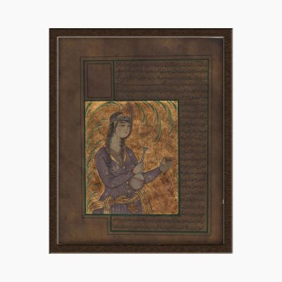 Miniature Painting on Antique Paper with Gold Leaf, "Safavid Style" Design, Code 1030123