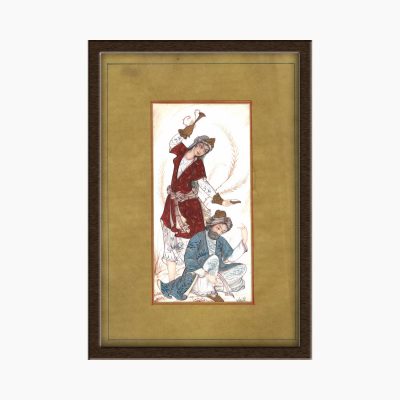 Miniature Painting on Antique Paper, "Dervish Man" Design, Code 1030151