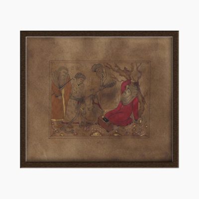 Miniature Painting on Antiqued Paper, "Safavid Style – Falak Kardan" Design, Code 1030165