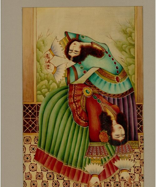 Miniature Painting on Leather, "Girls’ Dance" Design, Code 1030186