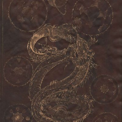 Miniature painting on antiqued paper – Dragon and Goat – Code 1030205