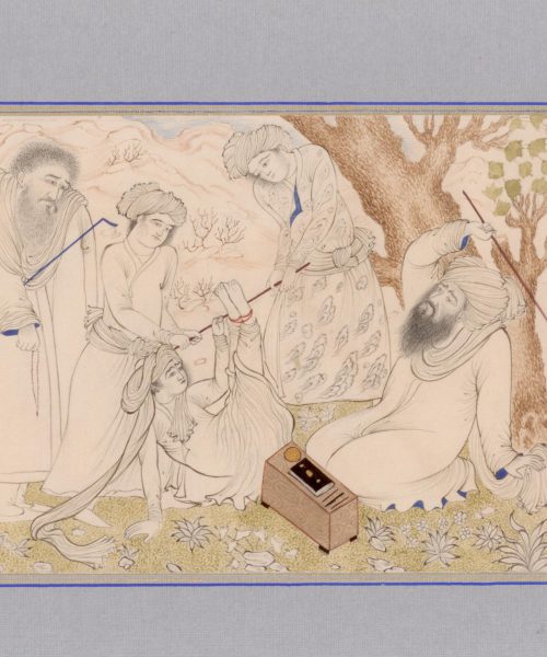 Miniature Painting on Paper – Flogging – Tabriz Style – Code 1030263