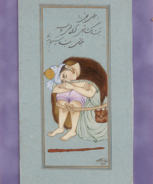 Miniature painting on paper - "Sorrowful Boy" - Code 1030332