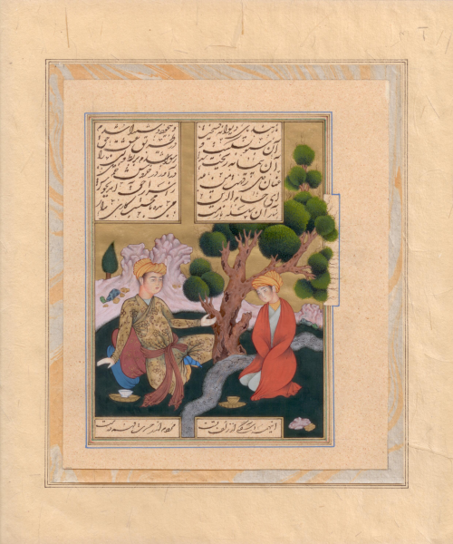 Miniature painting on paper - "Debate and Calligraphy" - Code 1030335